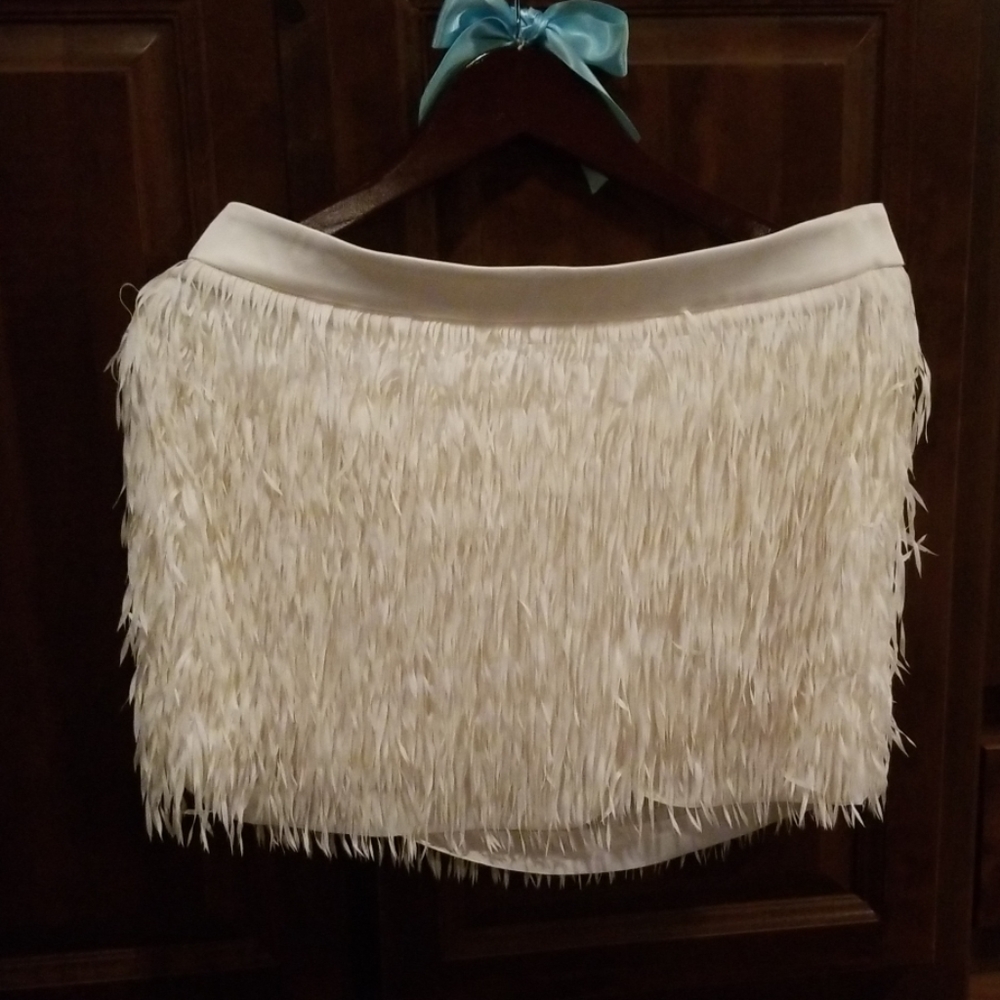 Express Faux Feather Fringe Flutter Skirt